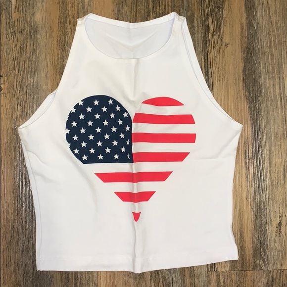 American Apparel Tops - American Apparel American Flag Heart Tank